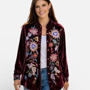 Johnny Was heavily embroidered Pacifica velvet shirt/jacket NWT